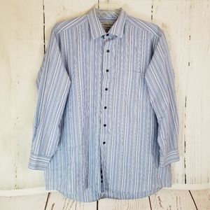 David Taylor Button Up 17-17 1/2 34 35 XL Blue
